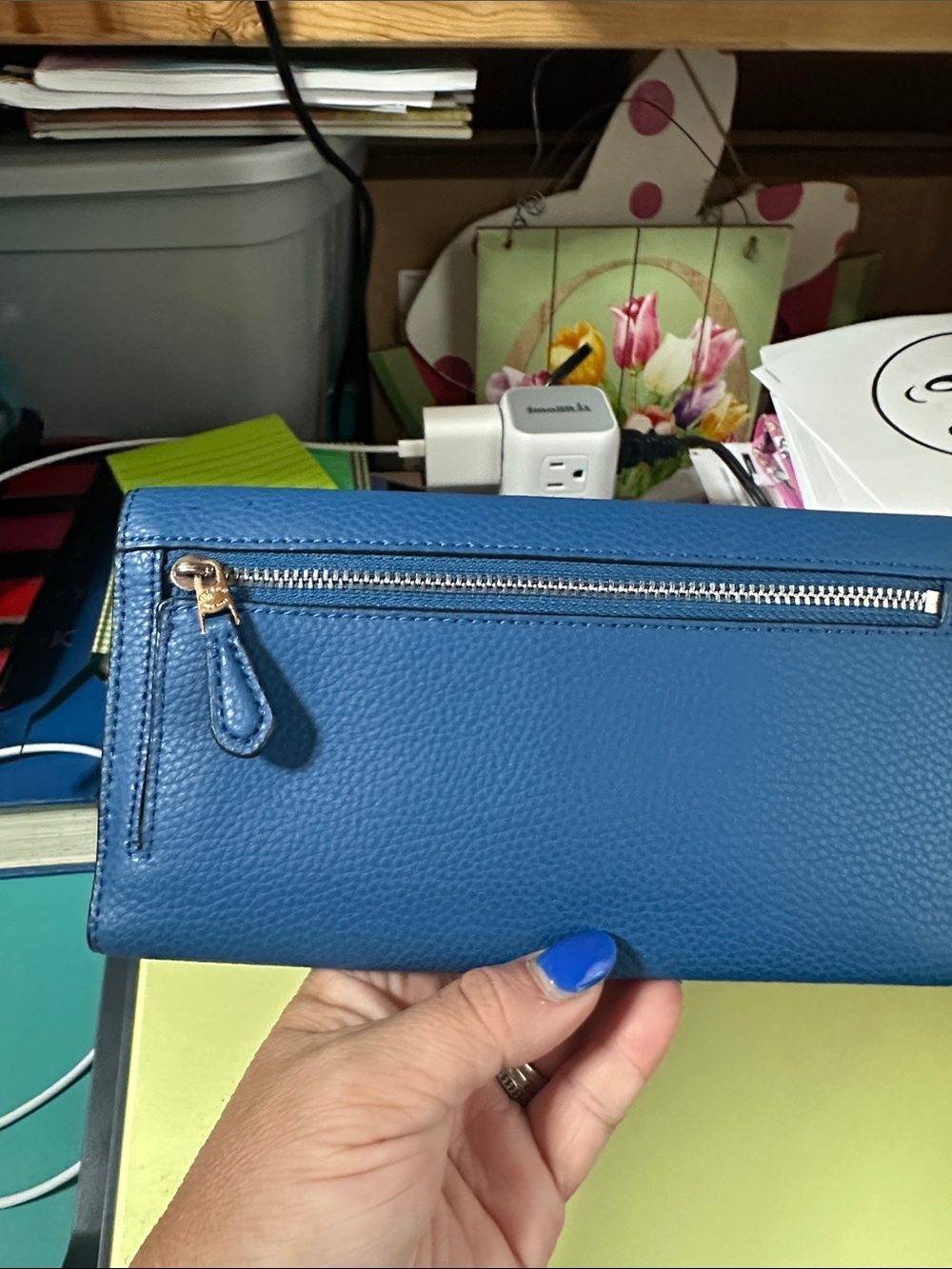 Coach Blue Pebbled Leather Wallet - Picture 4 of 4